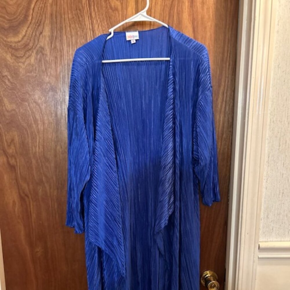 LuLaRoe Vibrant Blue Pleated Cardigan Size M